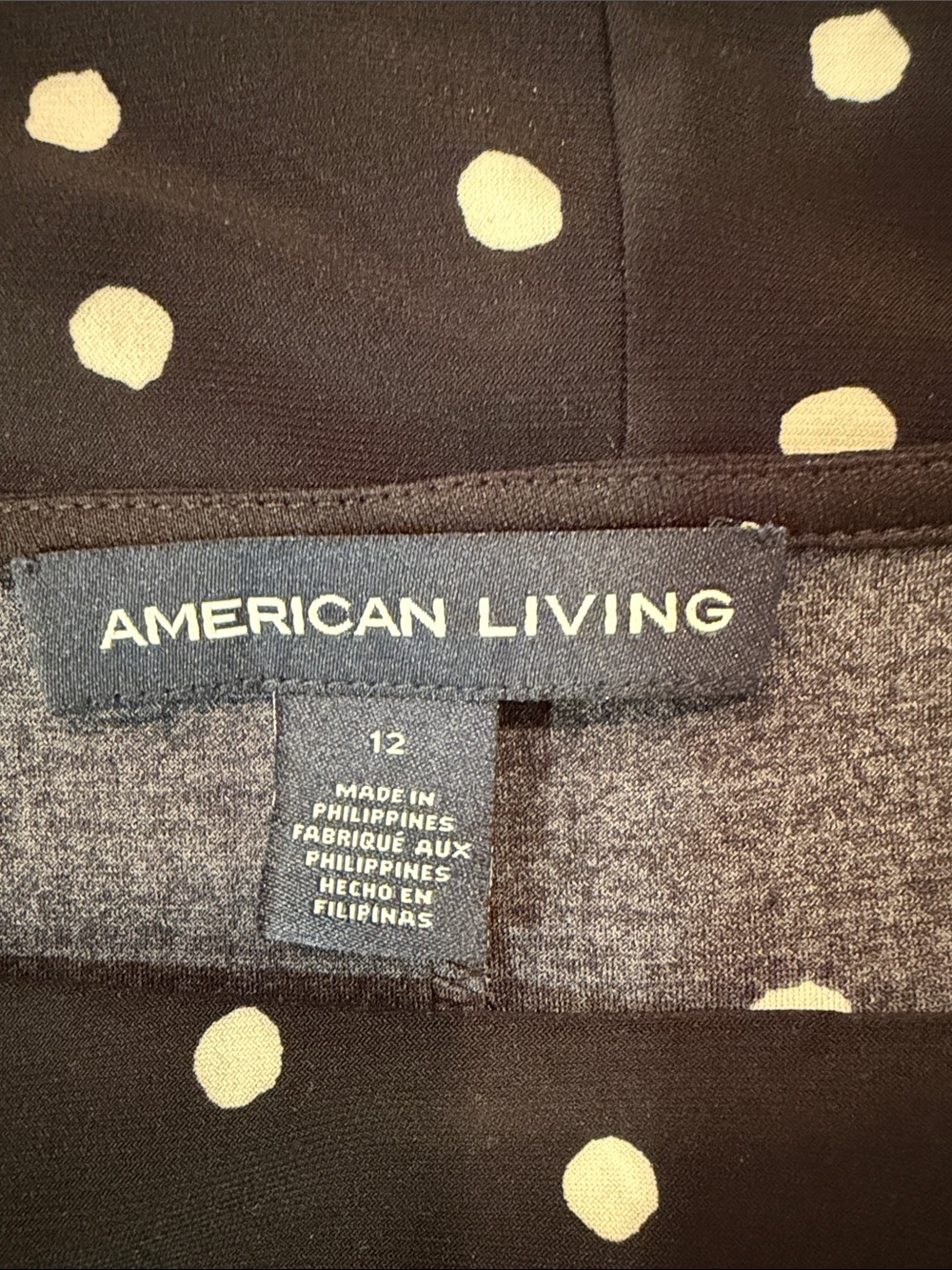 American Living Black and Cream Polka Dot Midi Dress - Picture 3 of 4